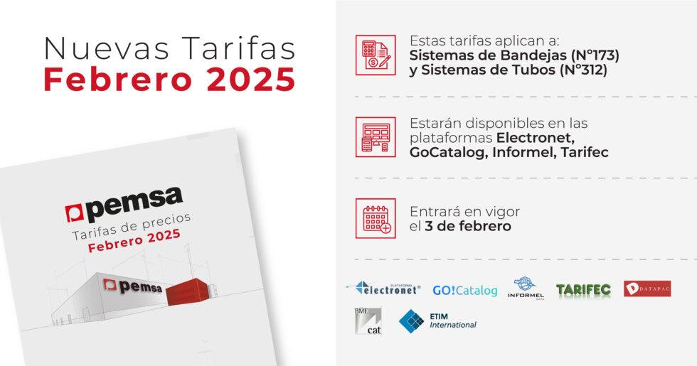 Pemsa presenta sus nuevas tarifas de Sistema de bandejas y tubos: digitalización y soluciones actualizadas